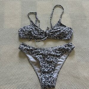 SHEIN Black and White Floral Bikini